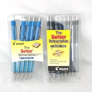 PILOT The Better Retractable Ball Point Fine Pen 5 Blue & 9 Black Ink Refillable